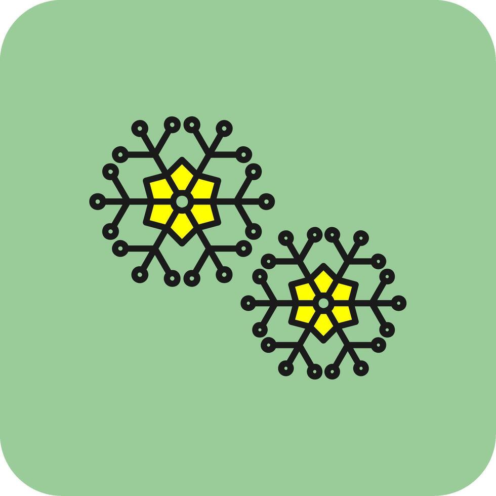 Schneeflocken gefüllt Gelb Symbol vektor