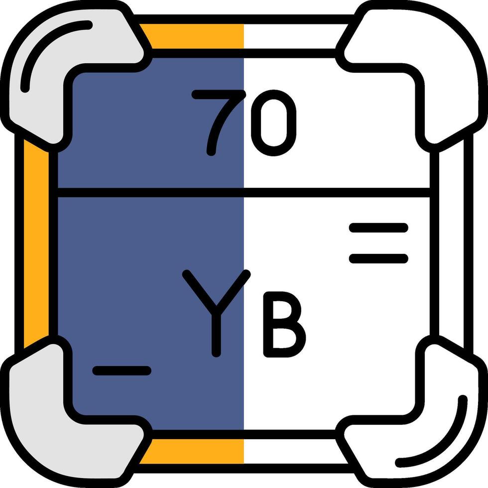 Ytterbium gefüllt Hälfte Schnitt Symbol vektor