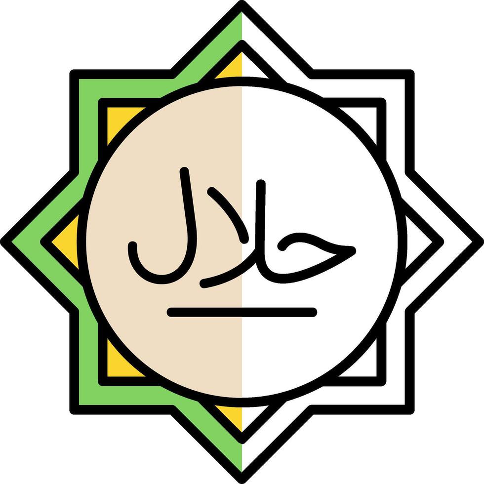 halal gefüllt Hälfte Schnitt Symbol vektor