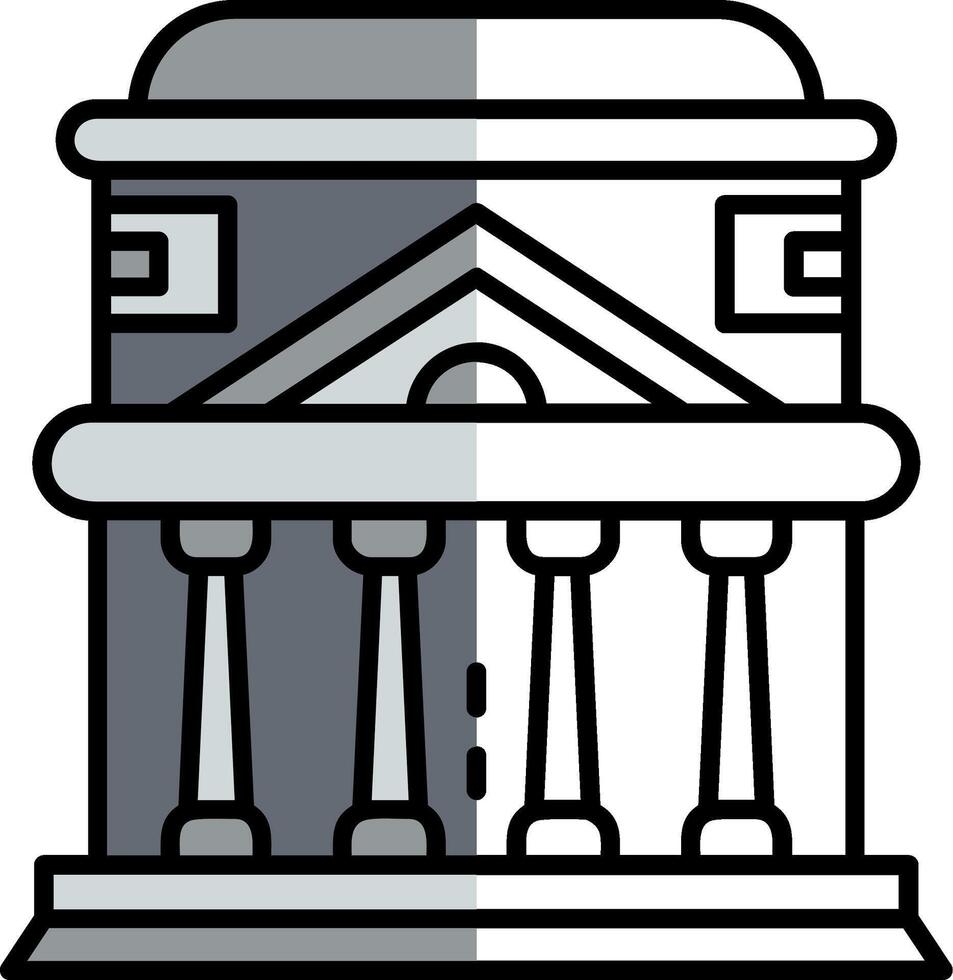 Pantheon gefüllt Hälfte Schnitt Symbol vektor