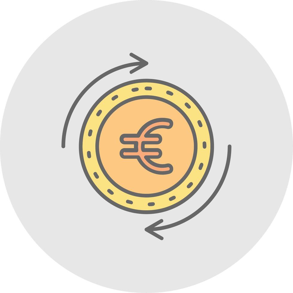 euro linje fylld ljus cirkel ikon vektor