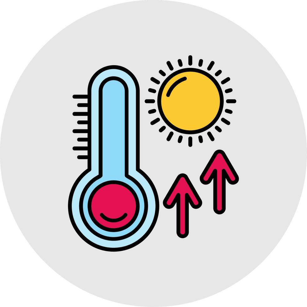 termometer linje fylld ljus cirkel ikon vektor