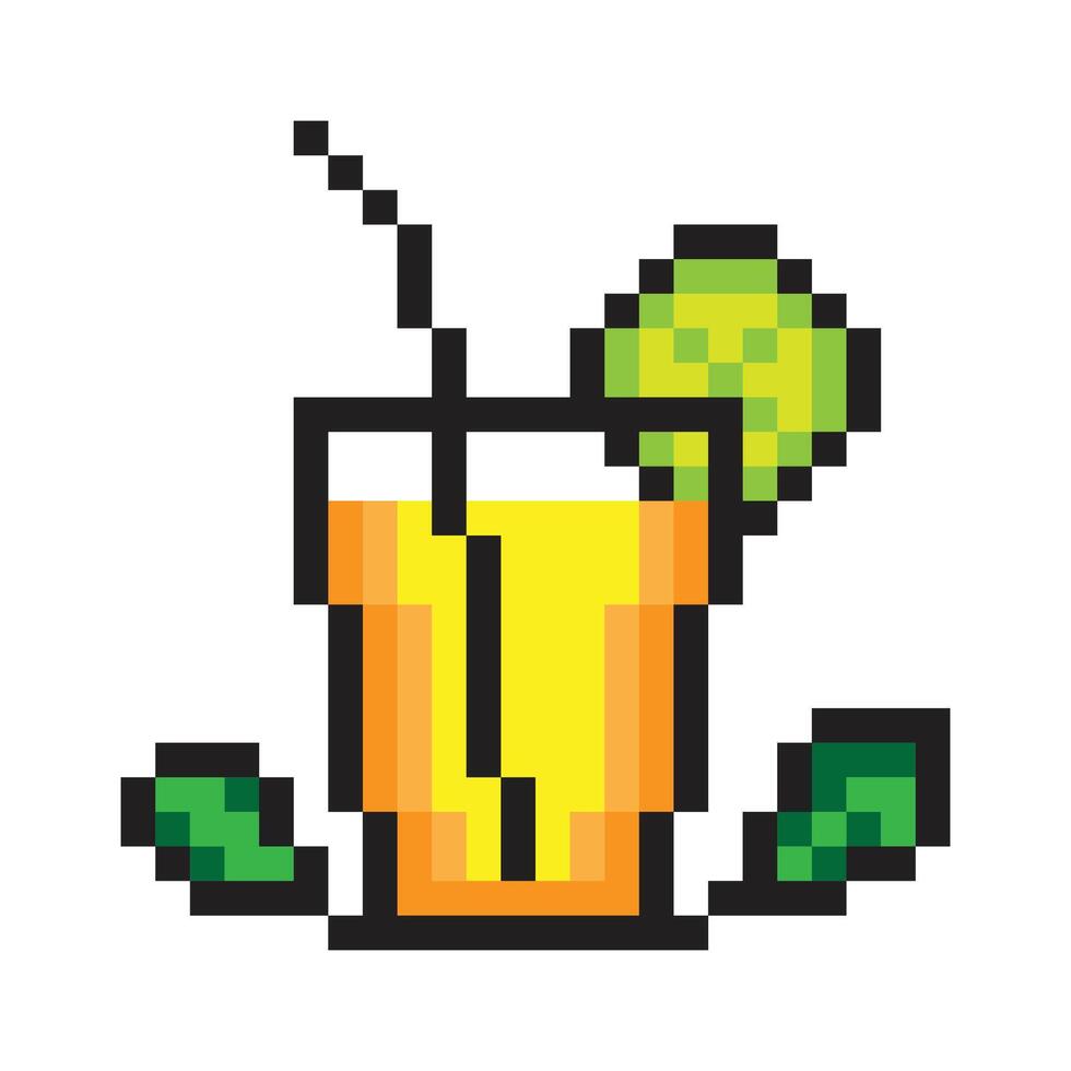 citronsaft i 8 bit pixel konst stil vektor