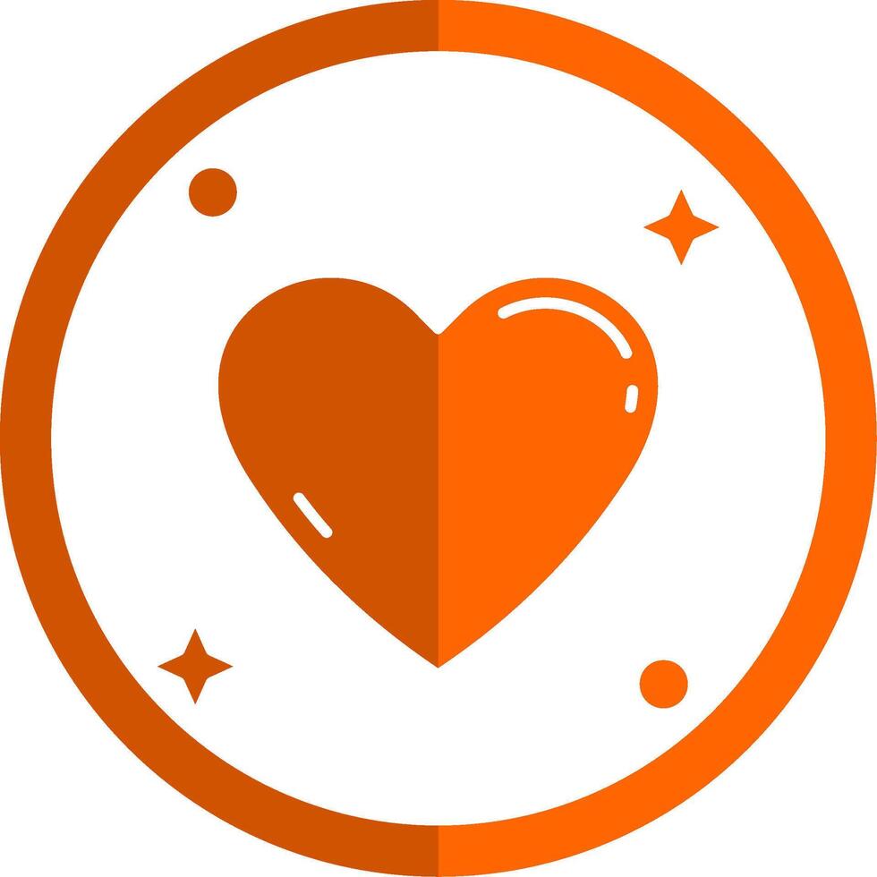 hjärta glyf orange cirkel ikon vektor