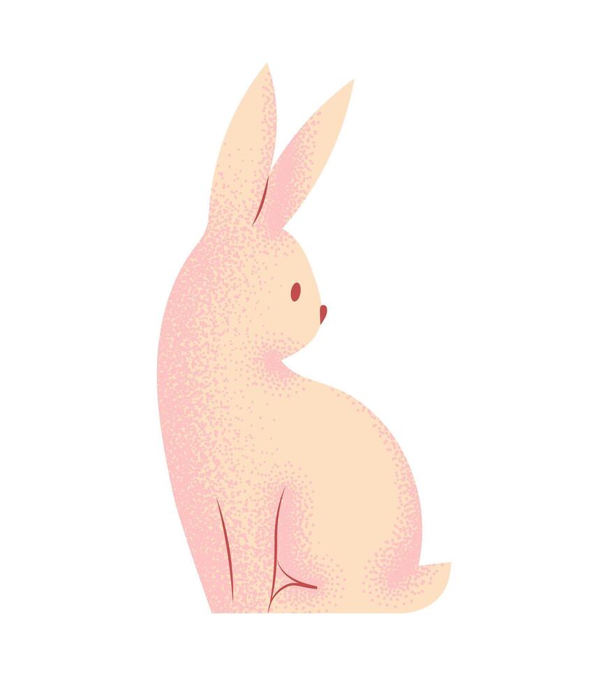 påsk kanin karaktär isolerat på vit bakgrund. vektor illustration i modern stil med kornig textur.