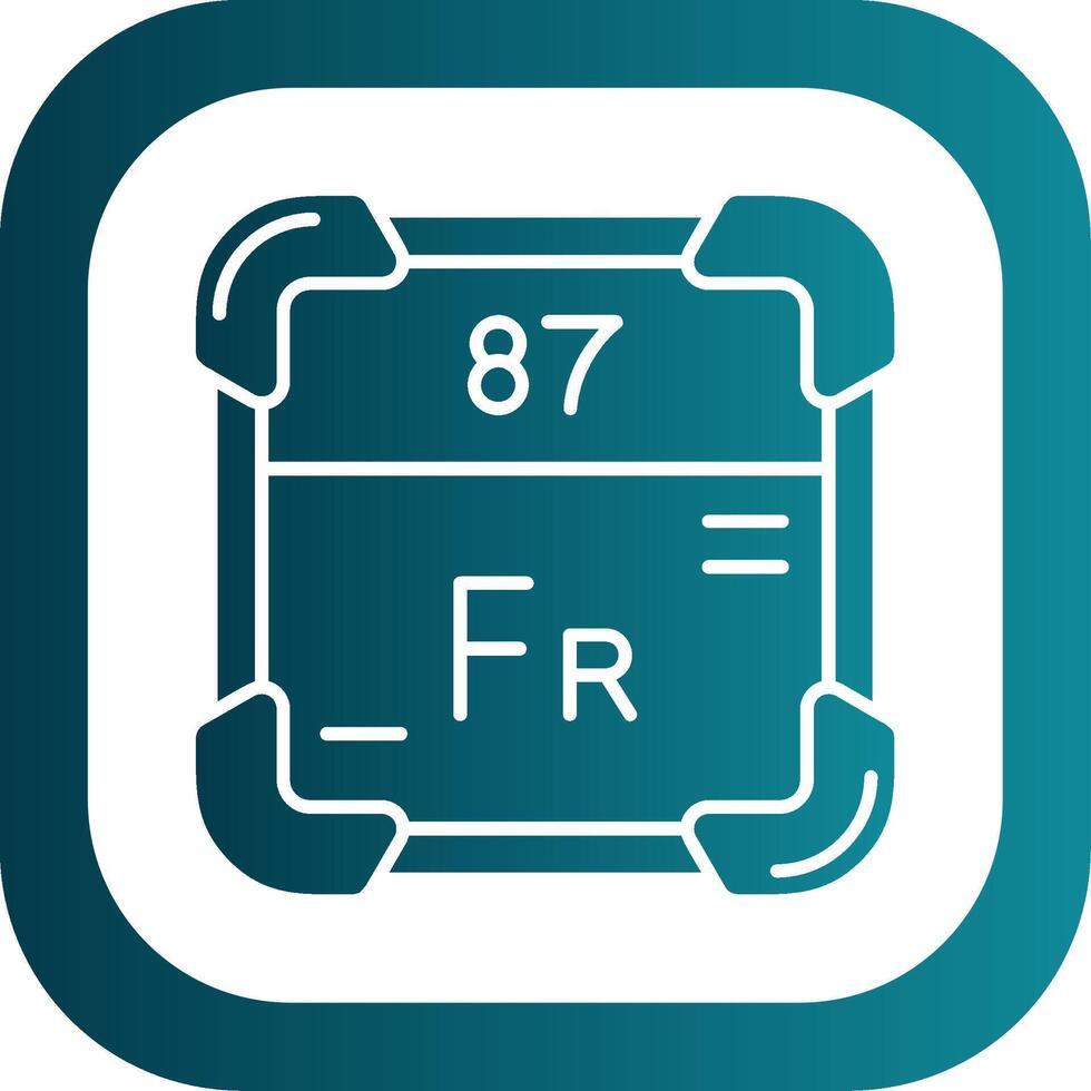 francium glyf lutning runda hörn ikon vektor