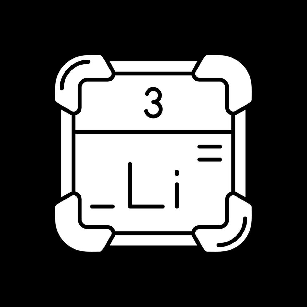 litium glyf omvänd ikon vektor