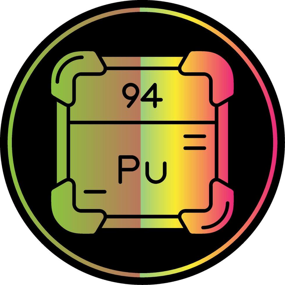 Plutonium Glyphe fällig Farbe Symbol vektor