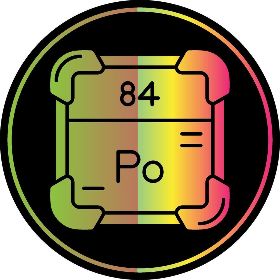Polonium Glyphe fällig Farbe Symbol vektor