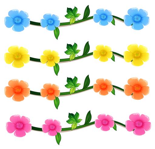 Nahtlose Blumen in vier Farben vektor