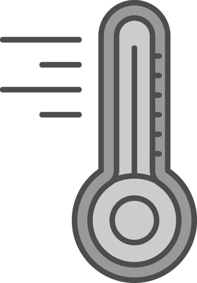 termometer linje fylld gråskale ikon vektor