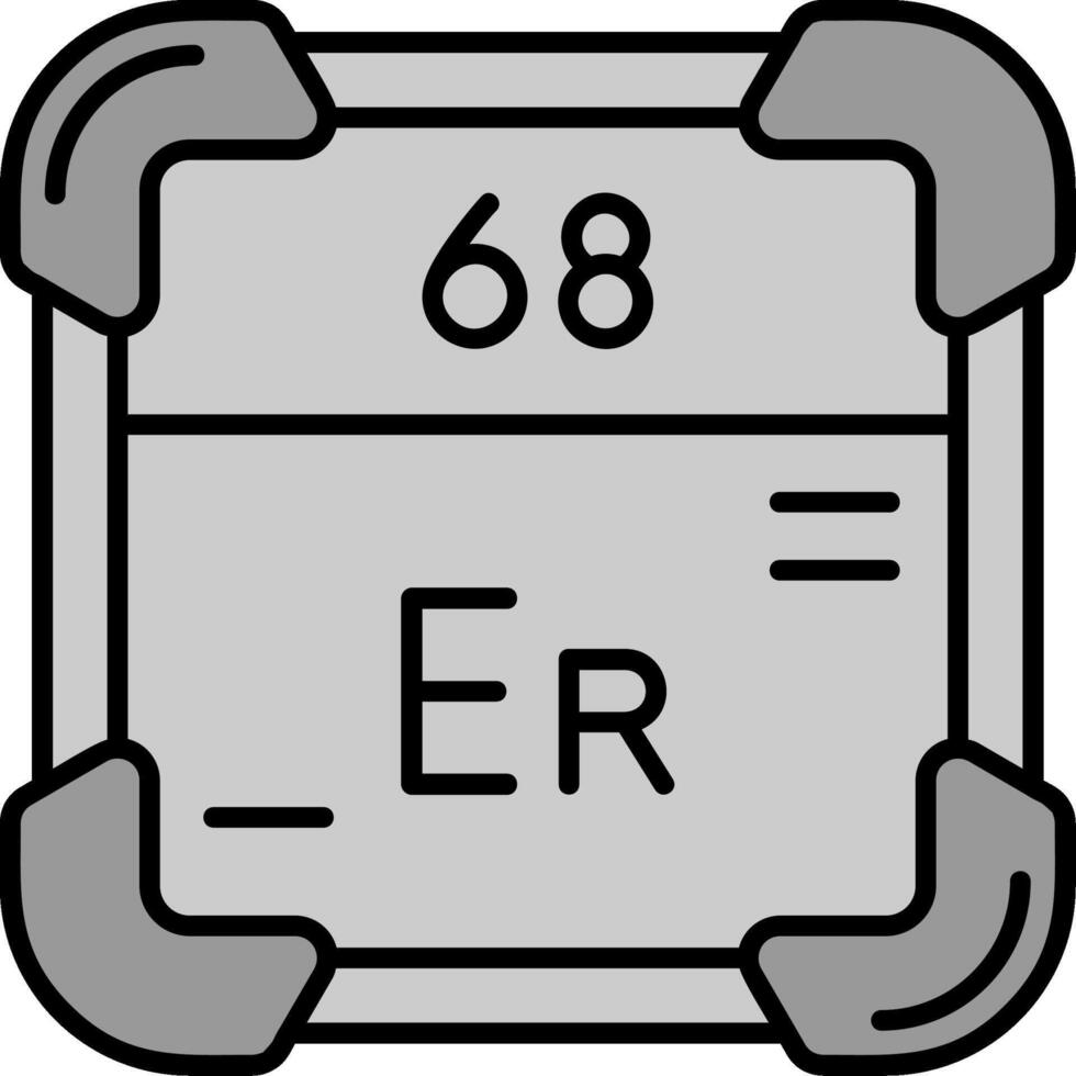 Erbium Linie gefüllt Graustufen Symbol vektor