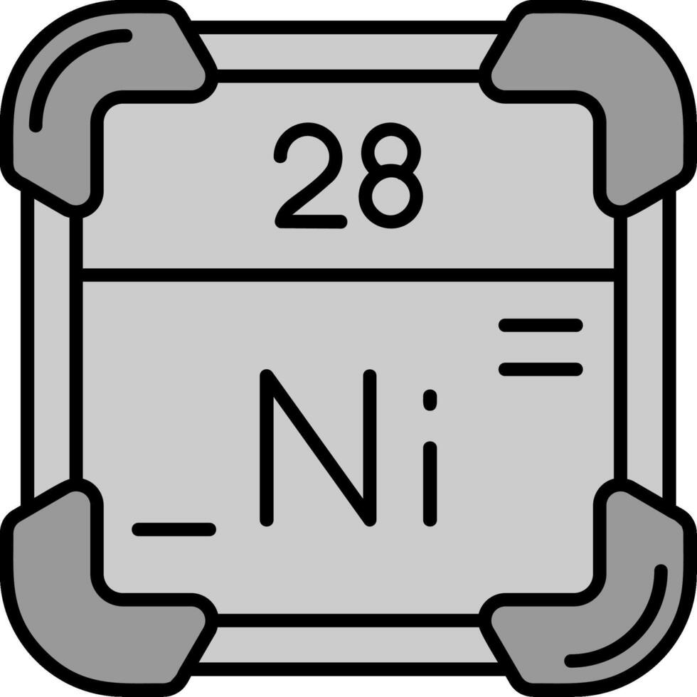 Nickel Linie gefüllt Graustufen Symbol vektor