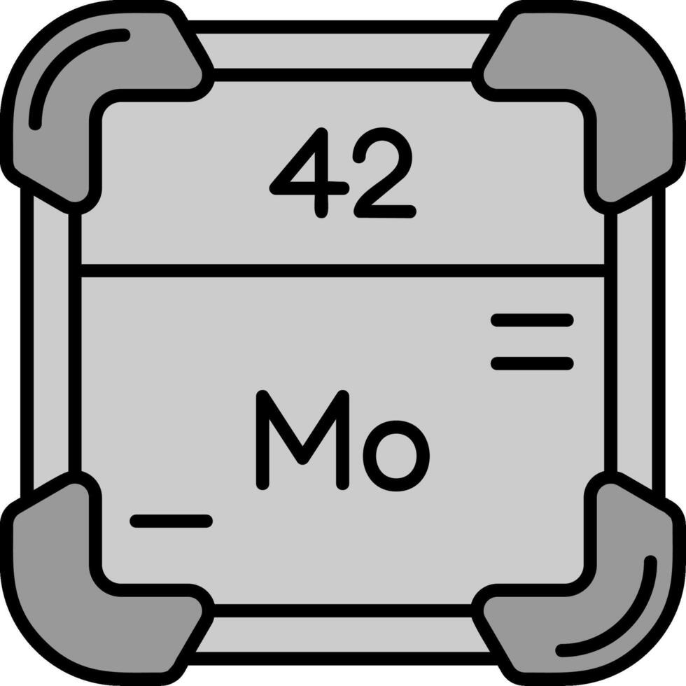 Molybdän Linie gefüllt Graustufen Symbol vektor