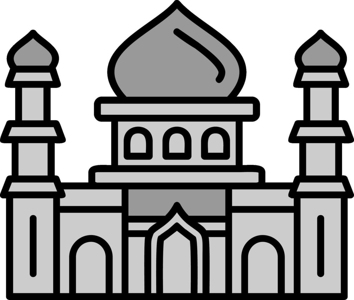 Moschee Linie gefüllt Graustufen Symbol vektor