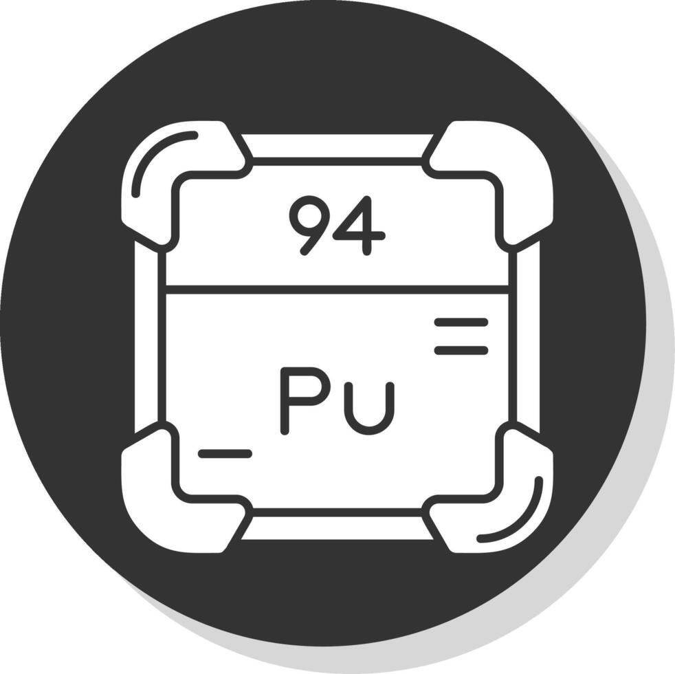 plutonium glyf grå cirkel ikon vektor