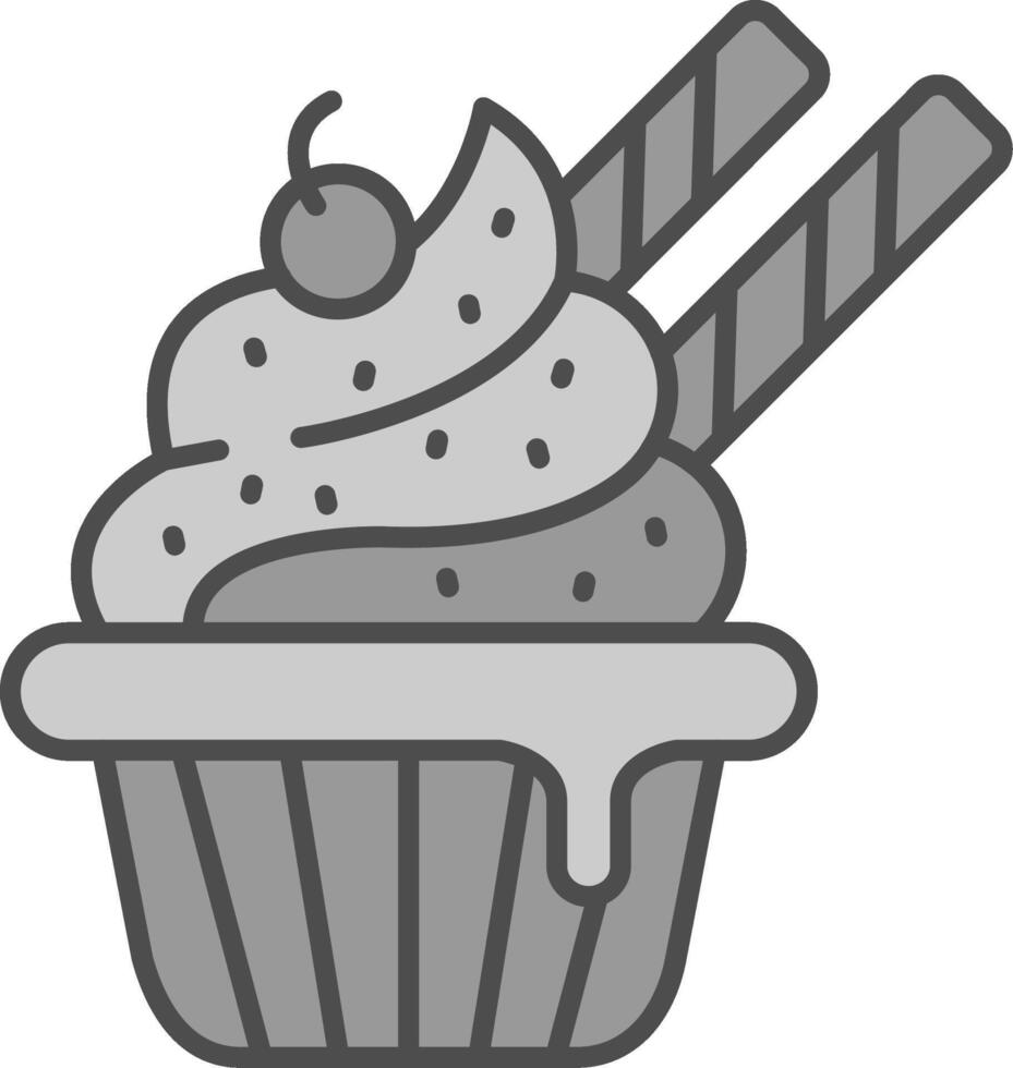 Cupcake Linie gefüllt Graustufen Symbol vektor
