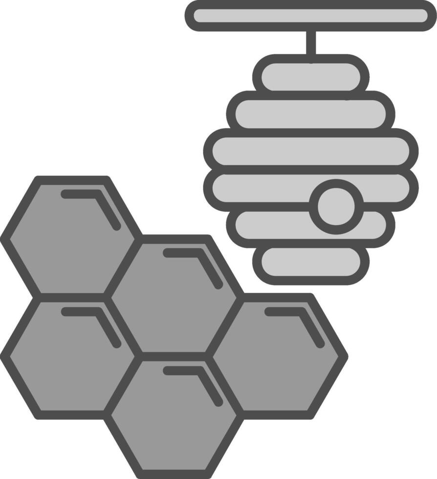 Bienenwabe Linie gefüllt Graustufen Symbol vektor