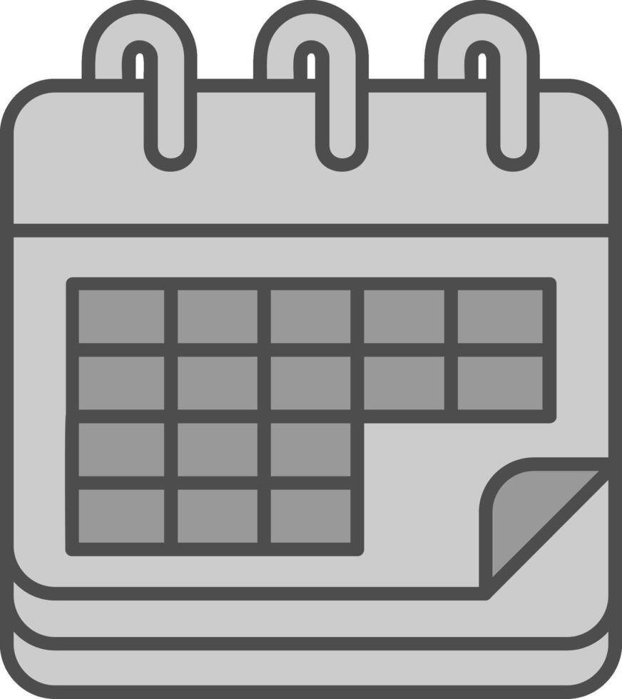 Kalender Linie gefüllt Graustufen Symbol vektor