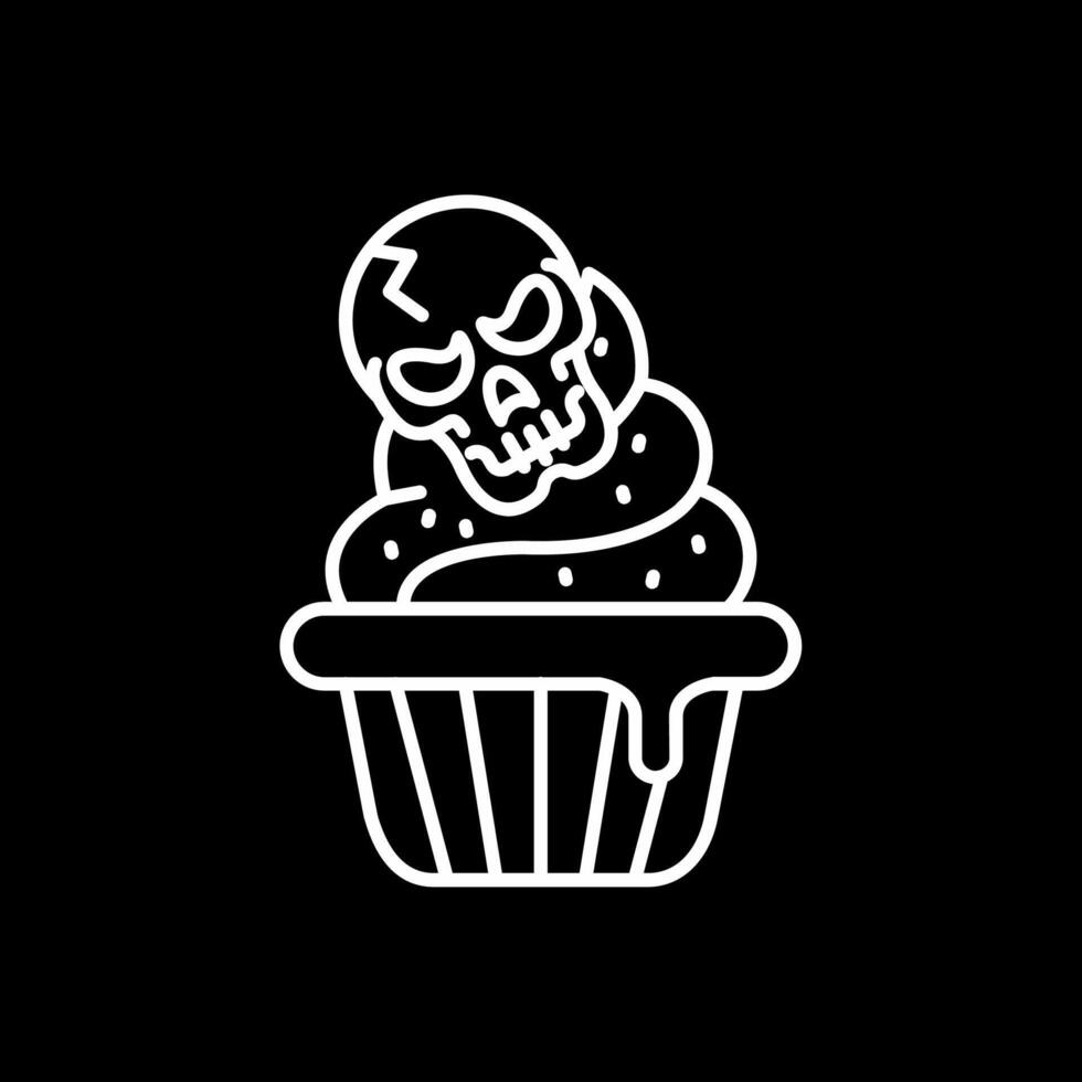 Cupcake-Linie invertiertes Symbol vektor