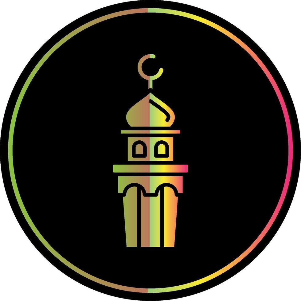 minaret glyf på grund av Färg ikon vektor