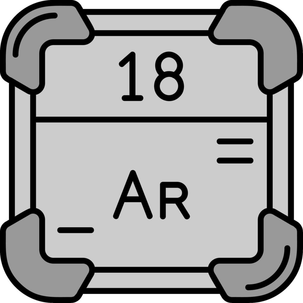Argon Linie gefüllt Graustufen Symbol vektor