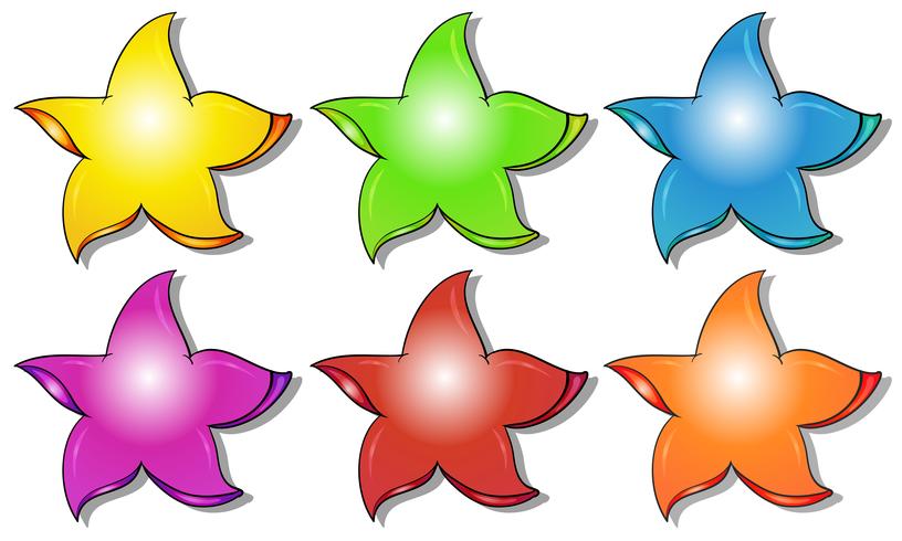 Sex färgglada stjärnor vektor