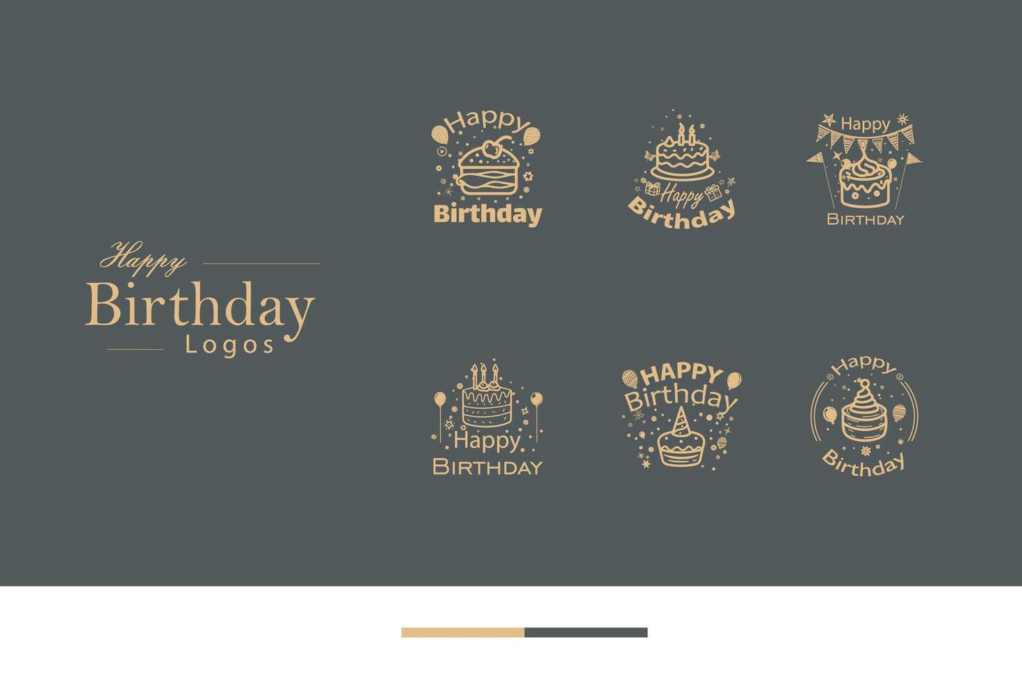 ai genererad Lycklig födelsedag logotyp bunt vektor