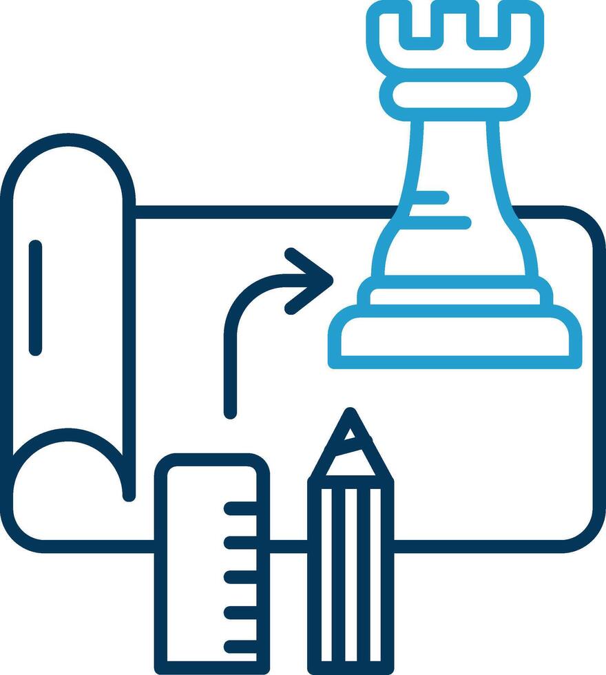 strategi linje blå två Färg ikon vektor