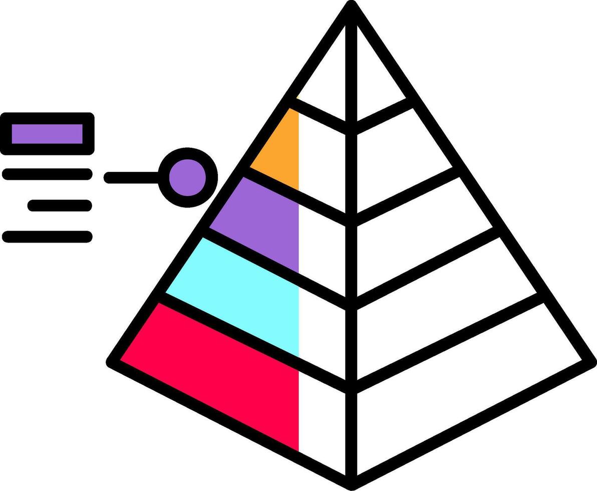 Pyramide gefüllt Hälfte Schnitt Symbol vektor