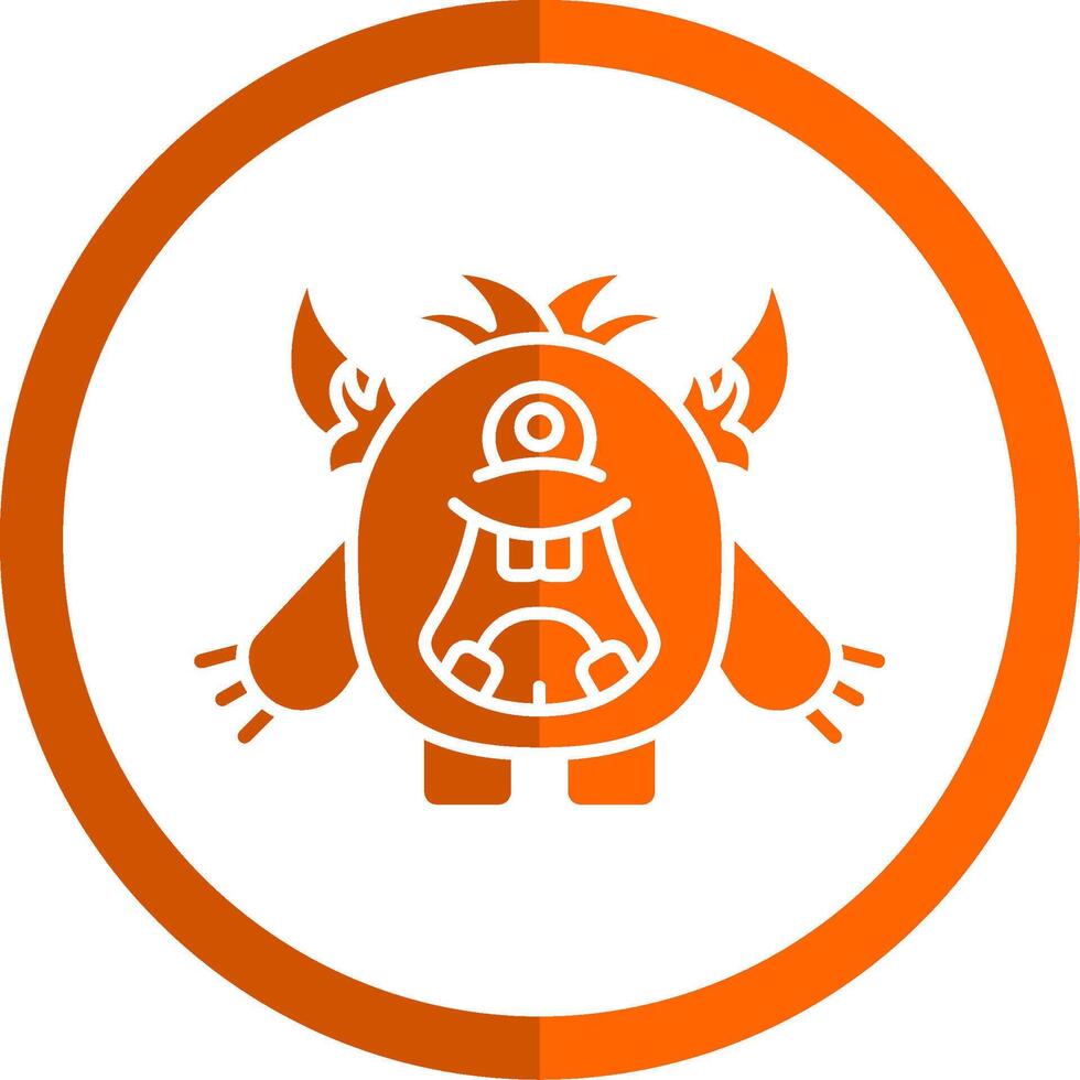 monster glyf orange cirkel ikon vektor
