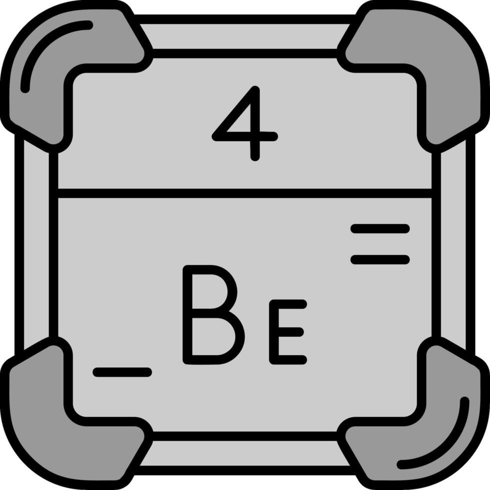 Beryllium Linie gefüllt Graustufen Symbol vektor