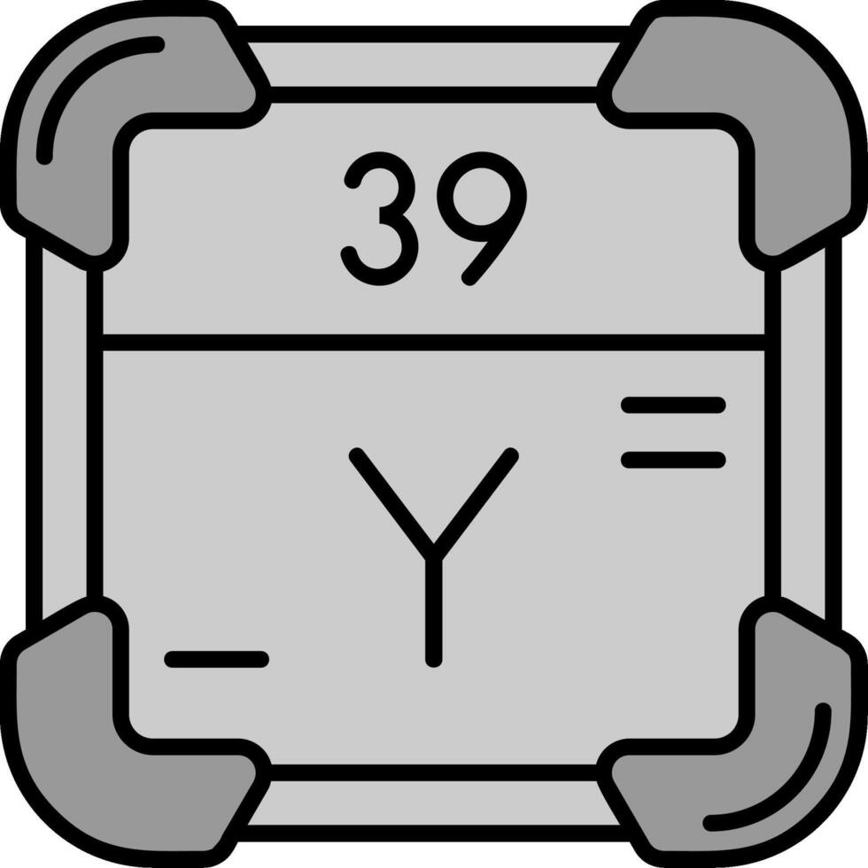 Yttrium Linie gefüllt Graustufen Symbol vektor