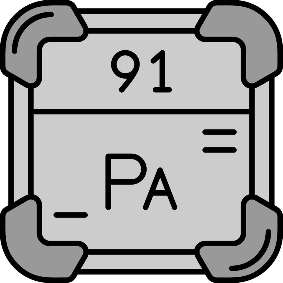 Protactinium Linie gefüllt Graustufen Symbol vektor