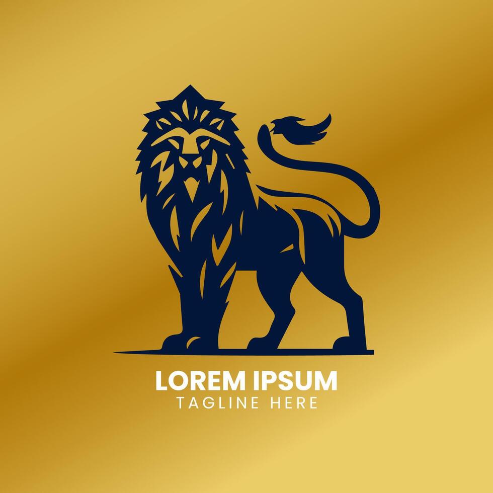 lejon guld logotyp design vektor mall