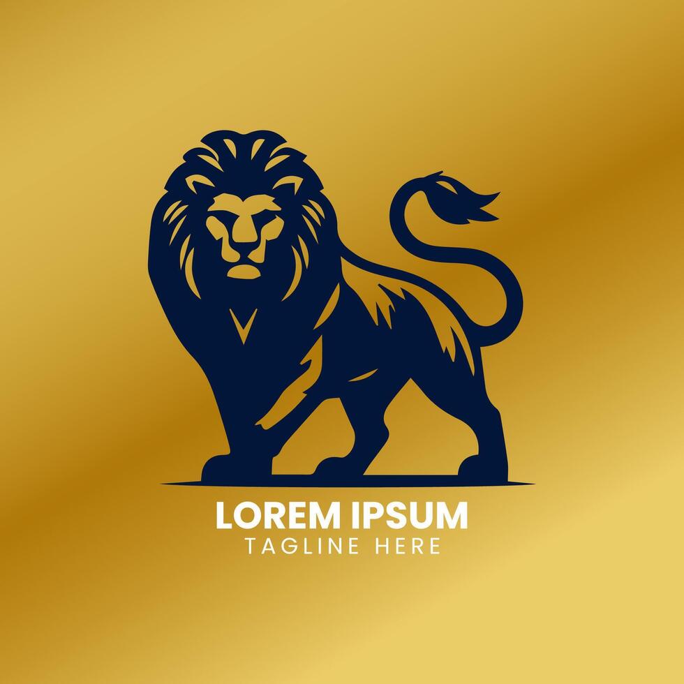 lejon guld logotyp design vektor mall