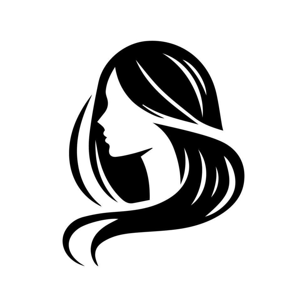 Frau Kopf Silhouette, Gesicht Profil, Vignette. Hand gezeichnet Vektor Illustration, isoliert auf Weiß Hintergrund. Design zum Einladung, Gruß Karte, Jahrgang Stil.