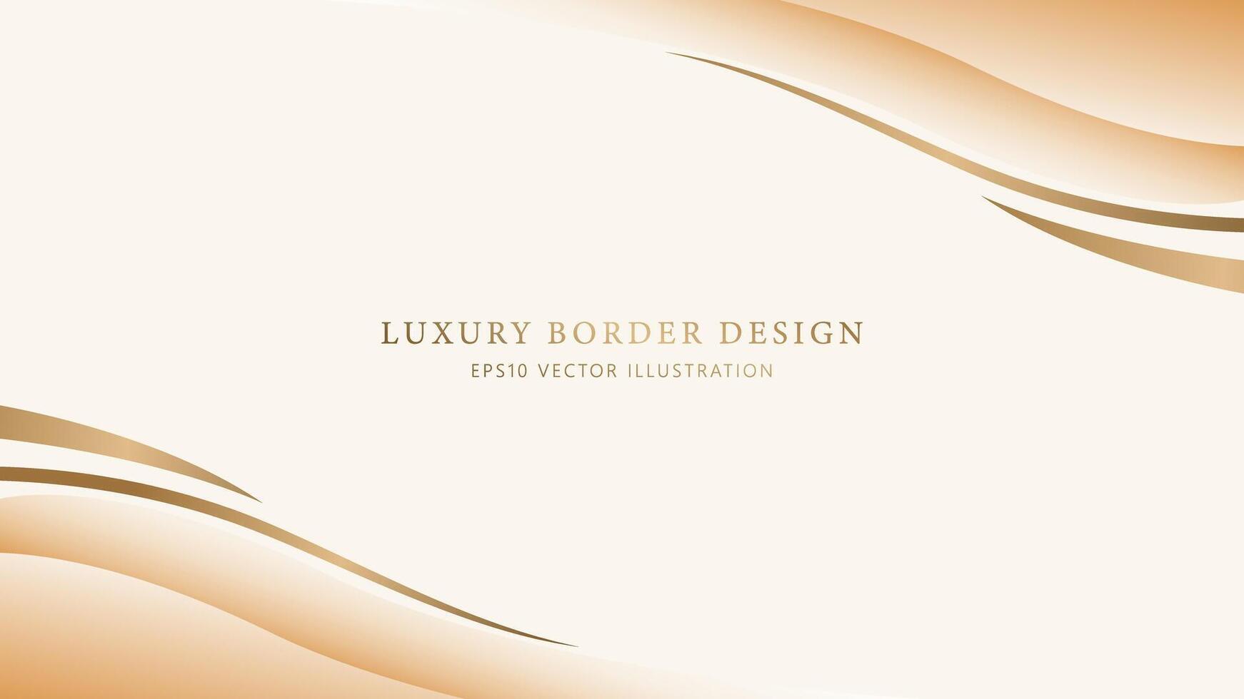 abstrakt elegant Gold Rand mit fließend Linien auf Beige Hintergrund. Luxus Sanft Gold Rahmen mit golden Linie Vektor Illustration