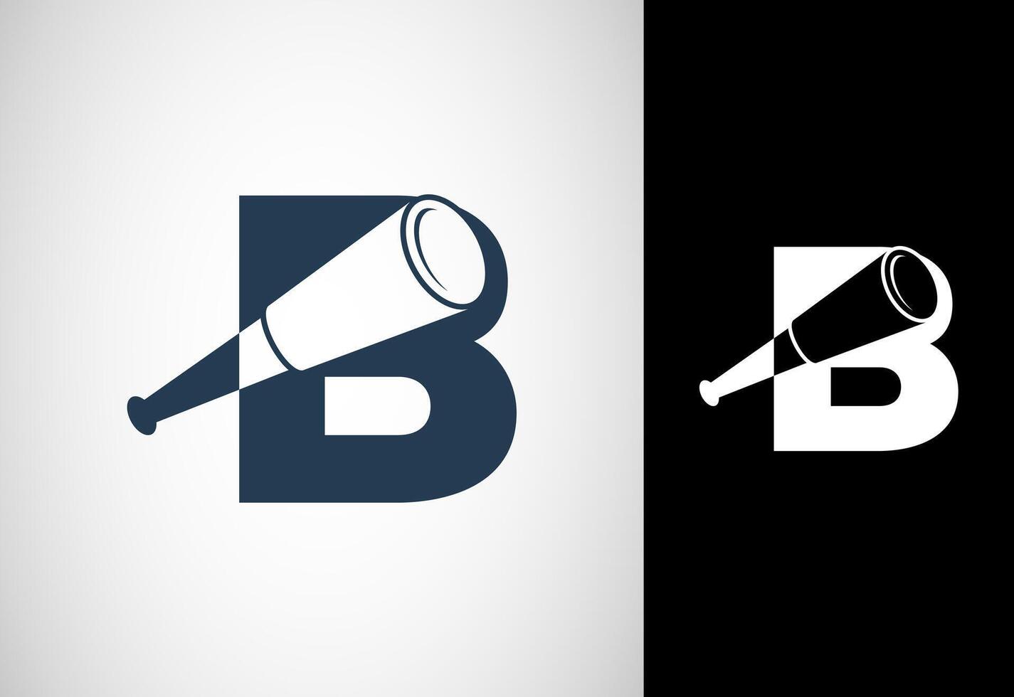 alfabet b med binokulär logotyp design vektor illustration