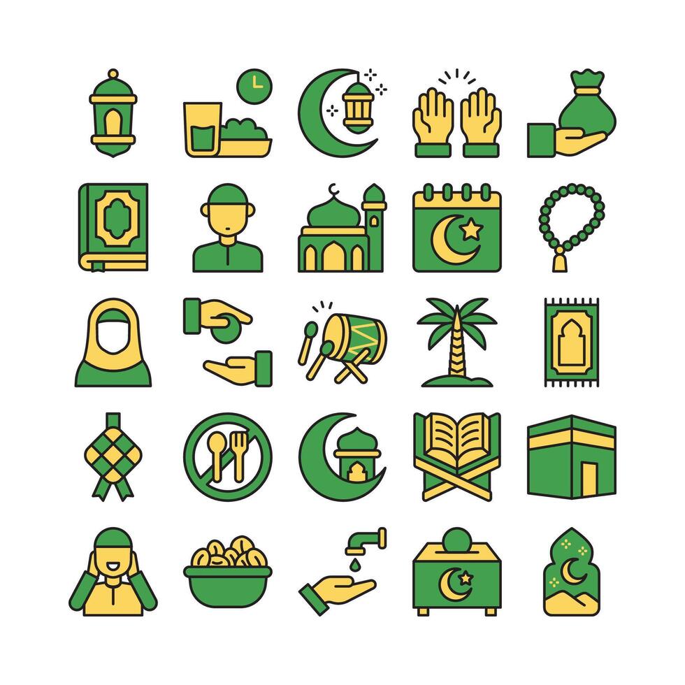 kreativ ramadan ikon samlingar i duotone stil design vektor