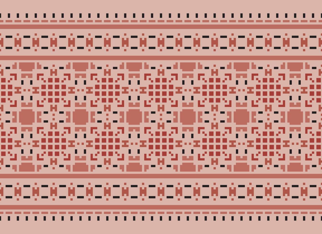 korsa sy och pixel etnisk mönster föra vibrerande stil till tyger, sarees, och ikat mönster, röd Färg korsa sy. traditionell design. vektor