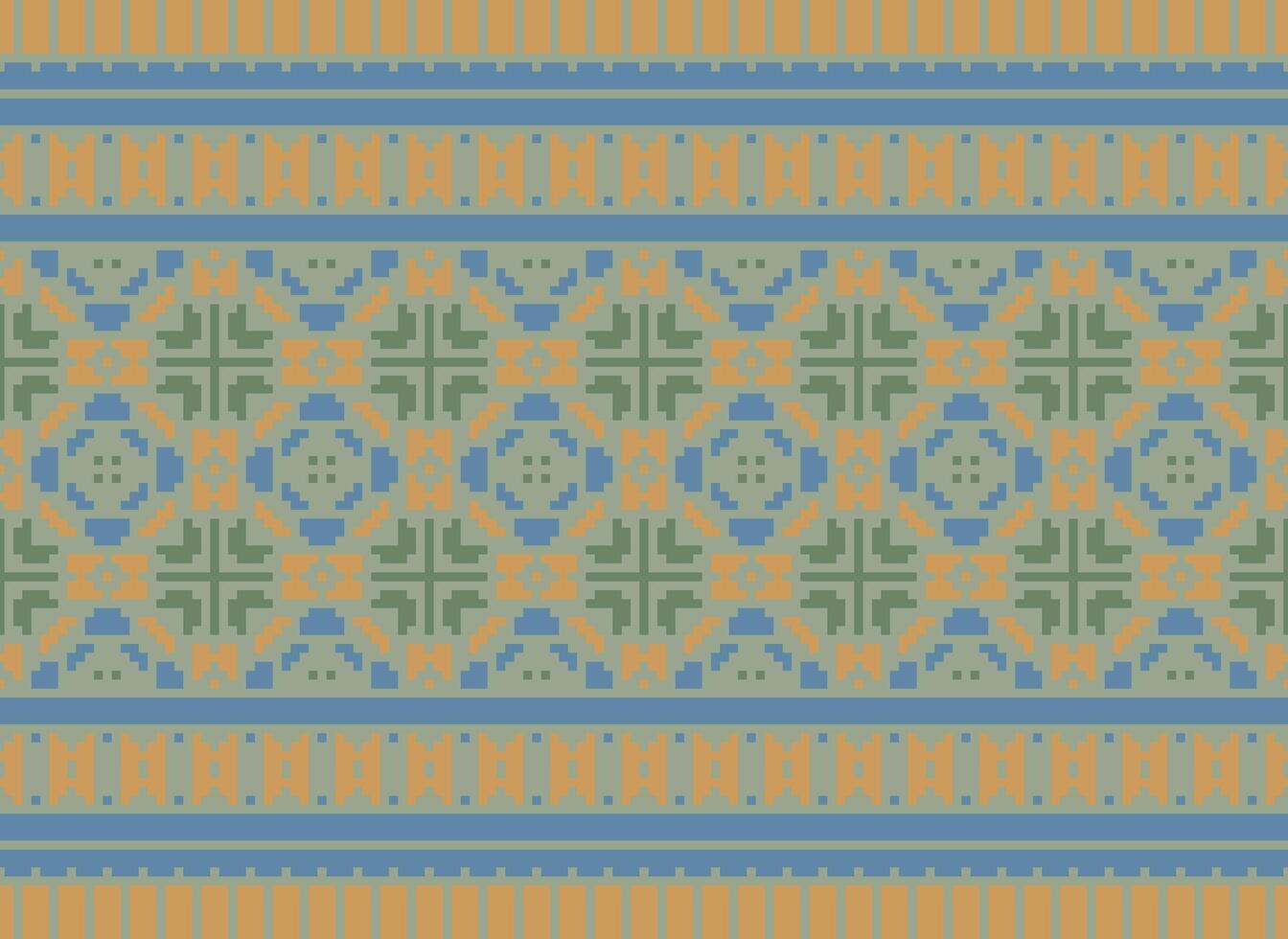 korsa sy och pixel etnisk mönster föra vibrerande stil till tyger, sarees, och ikat mönster, röd Färg korsa sy. traditionell design. vektor