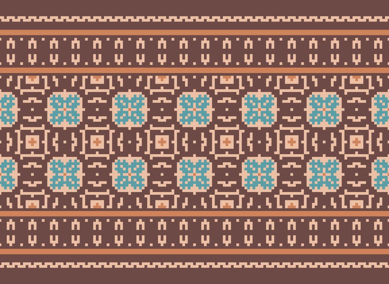 korsa sy och pixel etnisk mönster föra vibrerande stil till tyger, sarees, och ikat mönster, röd Färg korsa sy. traditionell design. vektor