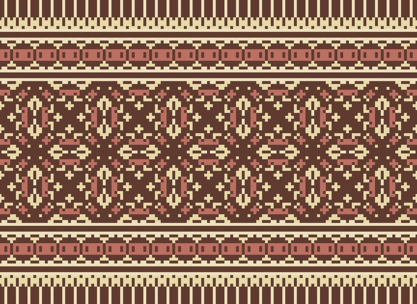 geometrisk etnisk mönster. pixel mönster. design för Kläder, tyg, bakgrund, tapet, omslag, batik. stickat, broderi stil. aztec geometrisk konst prydnad skriva ut. vektor illustration.