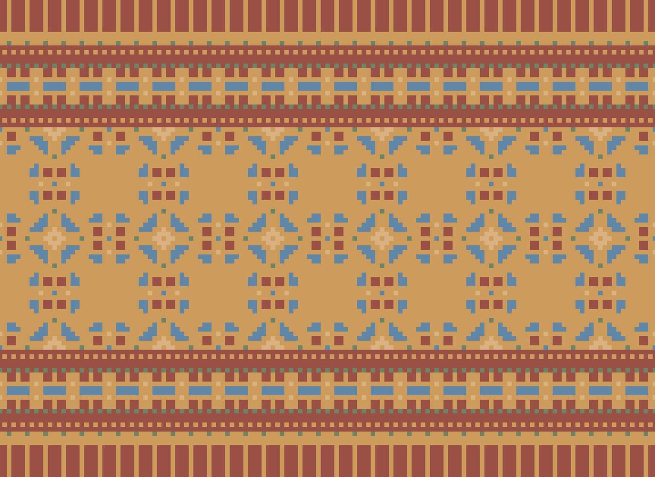 geometrisk etnisk mönster. pixel mönster. design för Kläder, tyg, bakgrund, tapet, omslag, batik. stickat, broderi stil. aztec geometrisk konst prydnad skriva ut. vektor illustration.