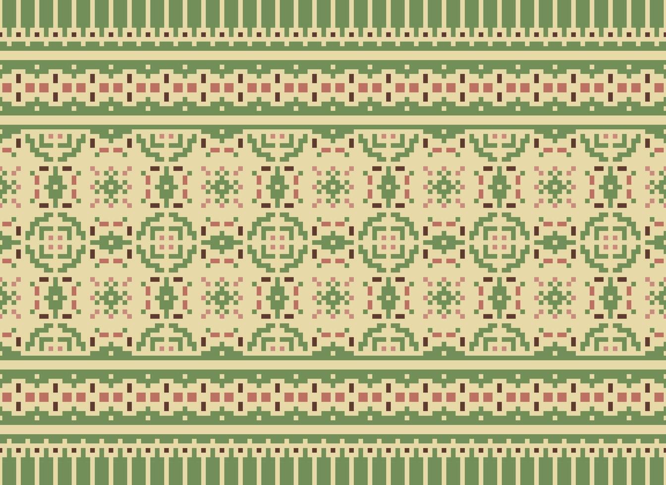 geometrisk etnisk mönster. pixel mönster. design för Kläder, tyg, bakgrund, tapet, omslag, batik. stickat, broderi stil. aztec geometrisk konst prydnad skriva ut. vektor illustration.