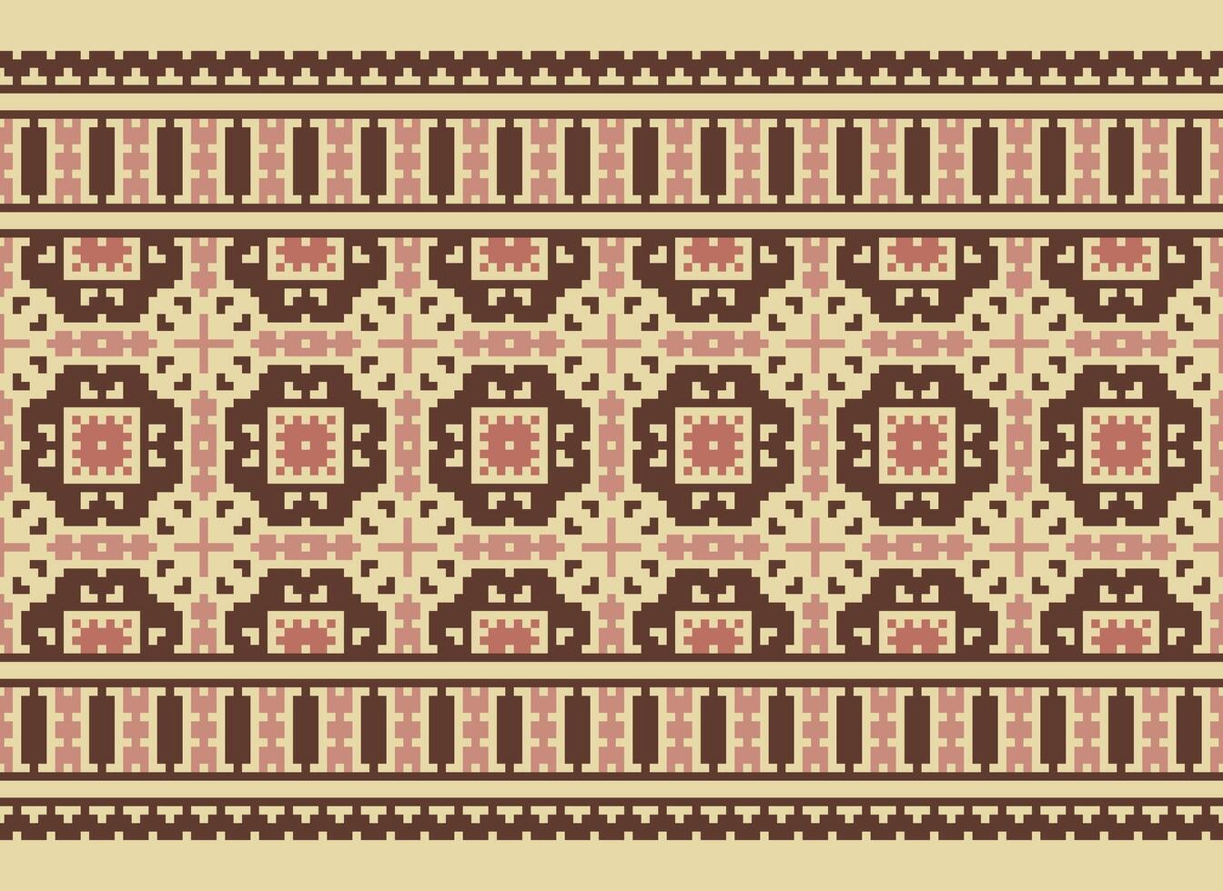 geometrisch ethnisch Muster. Pixel Muster. Design zum Kleidung, Stoff, Hintergrund, Hintergrund, Verpackung, Batik. Strickwaren, Stickerei Stil. aztekisch geometrisch Kunst Ornament drucken. Vektor Illustration.