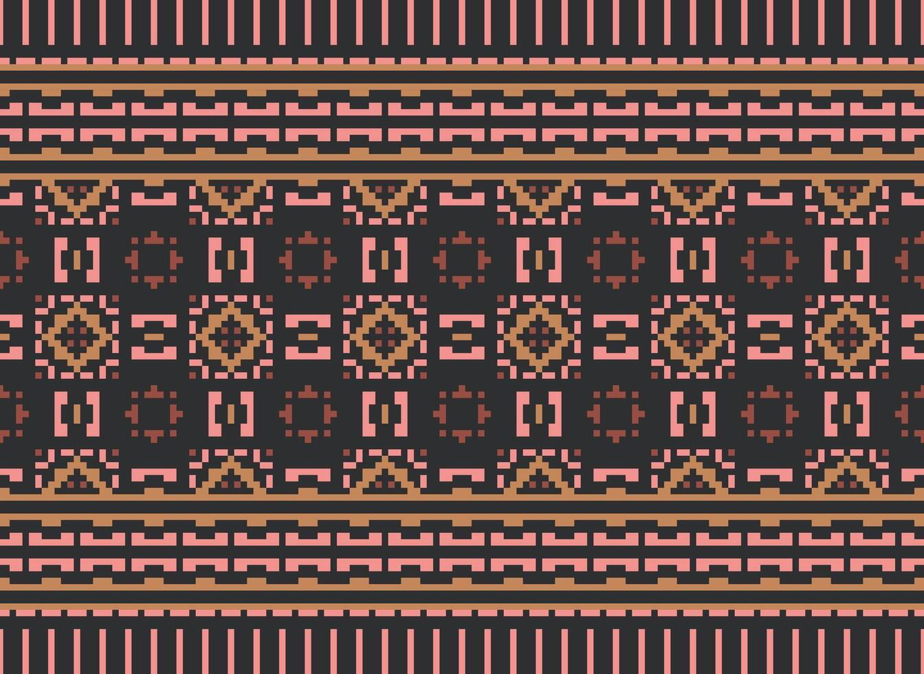 geometrisk etnisk mönster. pixel mönster. design för Kläder, tyg, bakgrund, tapet, omslag, batik. stickat, broderi stil. aztec geometrisk konst prydnad skriva ut. vektor illustration.