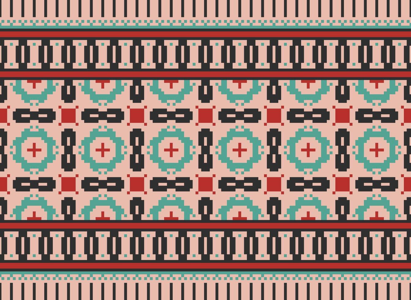 geometrisk etnisk mönster. pixel mönster. design för Kläder, tyg, bakgrund, tapet, omslag, batik. stickat, broderi stil. aztec geometrisk konst prydnad skriva ut. vektor illustration.