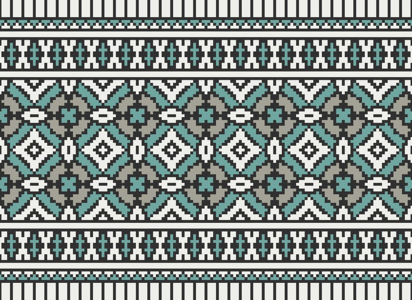 Kreuz Stich traditionell ethnisch Muster Paisley Blume Ikat Hintergrund abstrakt aztekisch afrikanisch indonesisch indisch nahtlos Muster zum Stoff drucken Stoff Kleid Teppich Vorhänge und Sarong vektor